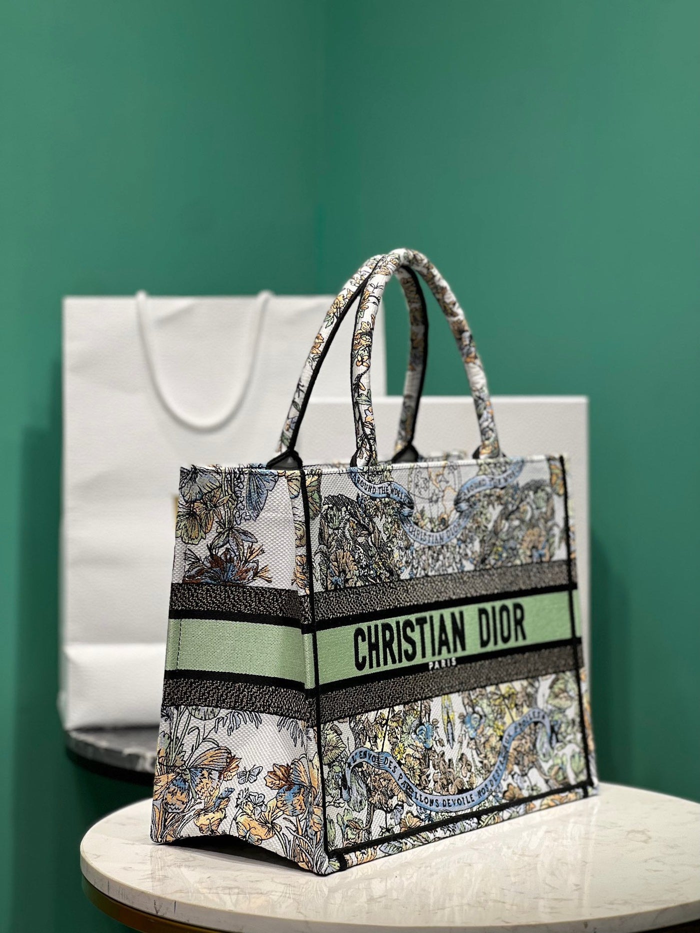 Di*r book tote super quality women’s handbag embroidered fabric size 36cm - image 2