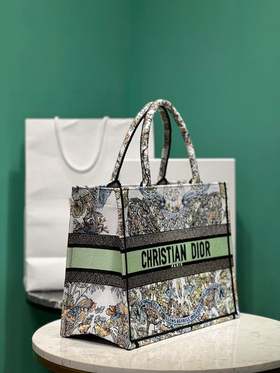 Di*r book tote super quality women’s handbag embroidered fabric size 36cm - image 2