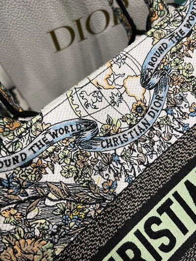 Di*r book tote super quality women’s handbag embroidered fabric size 36cm - image 5