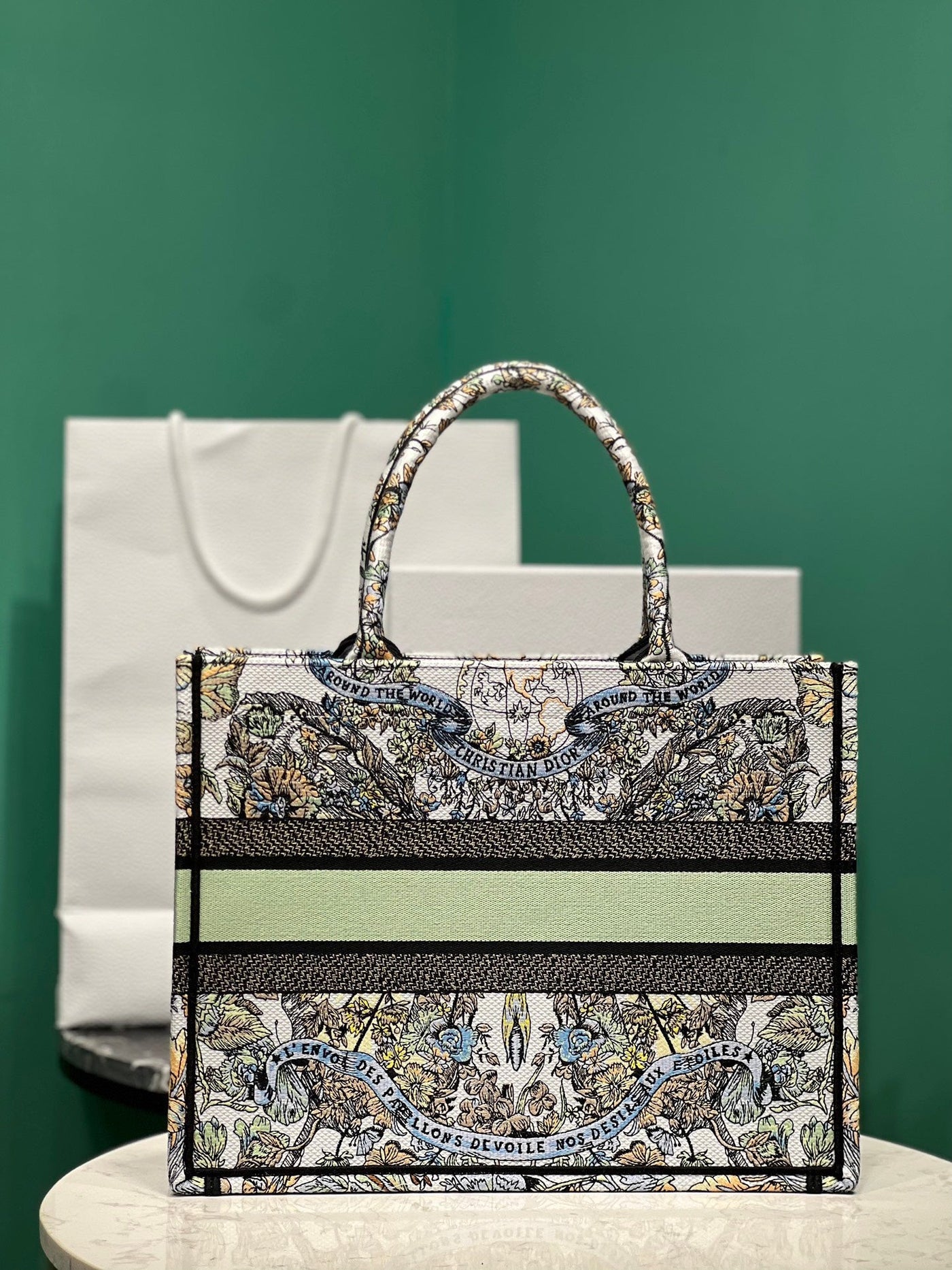 Di*r book tote super quality women’s handbag embroidered fabric size 36cm - image 7
