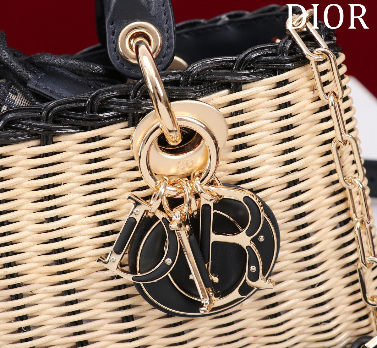 Di*r d-joy lady wicker handbag like auth 22cm - image 4