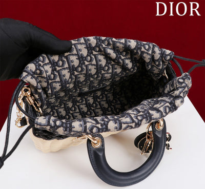 Di*r d-joy lady wicker handbag like auth 22cm - image 5