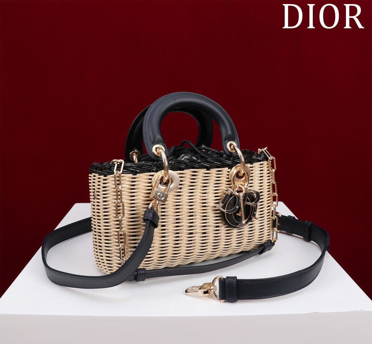 Di*r d-joy lady wicker handbag like auth 22cm - image 8