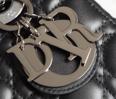 Di*r my lady like auth women’s handbag black silver lock 20x16cm - image 3