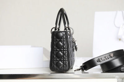 Di*r my lady like auth women’s handbag black silver lock 20x16cm - image 5