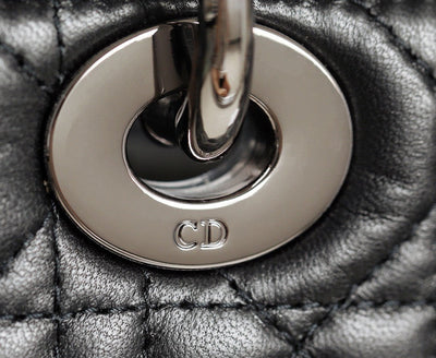 Di*r my lady like auth women’s handbag black silver lock 20x16cm - image 7