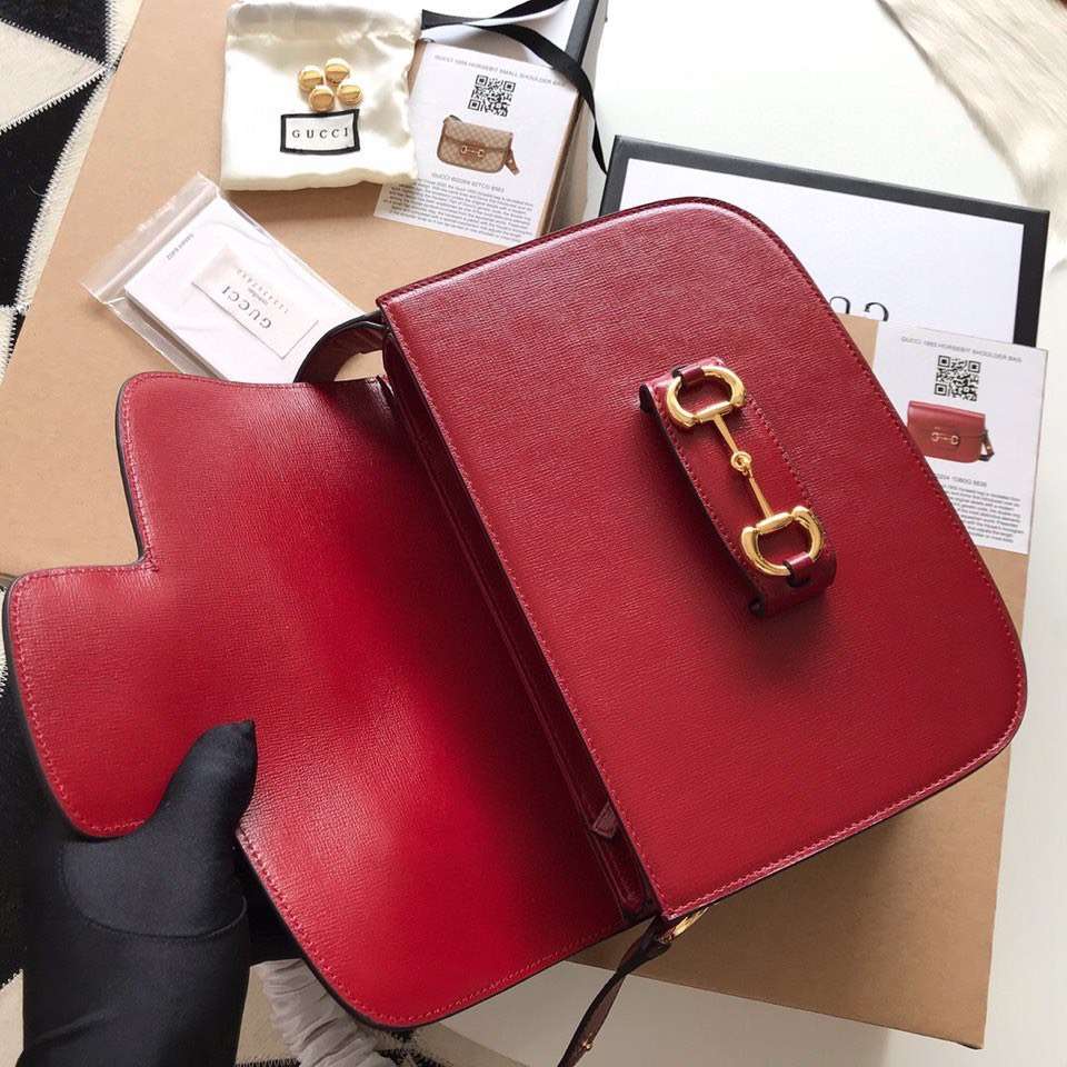 Guc*i 1955 horsebit women’s handbag super smooth red leather 25cm - image 2