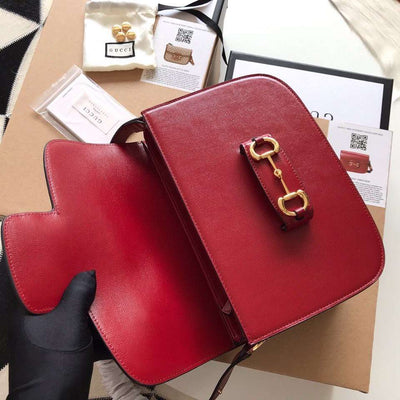 Guc*i 1955 horsebit women’s handbag super smooth red leather 25cm - image 2