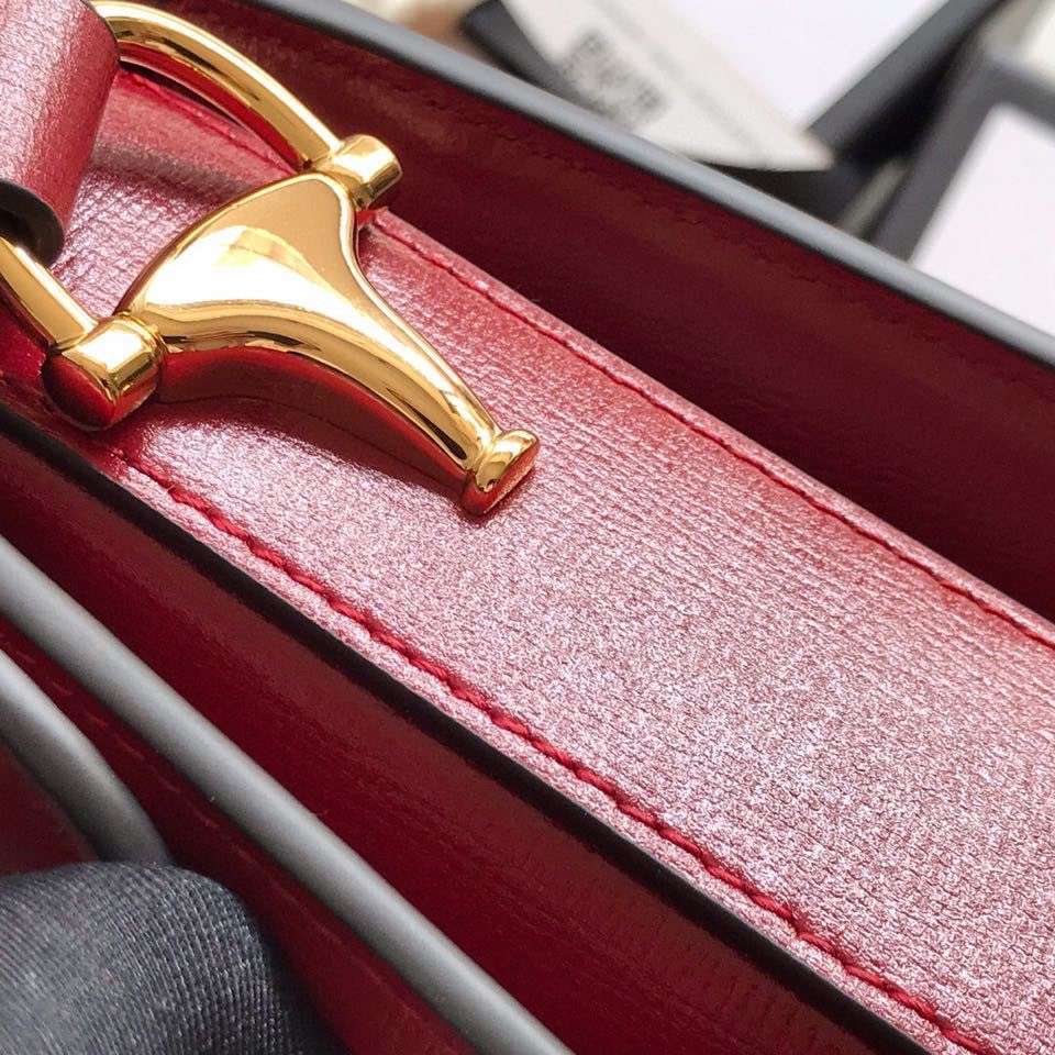 Guc*i 1955 horsebit women’s handbag super smooth red leather 25cm - image 3
