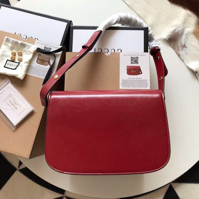 Guc*i 1955 horsebit women’s handbag super smooth red leather 25cm - image 7