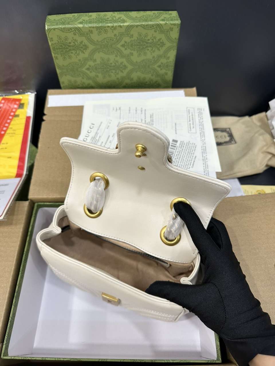 Guc*i marmont high quality white women’s handbag 22cm - image 6