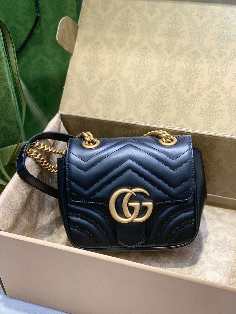 Guc*i marmont rep 11 women’s handbag high quality black 20cm - image 2