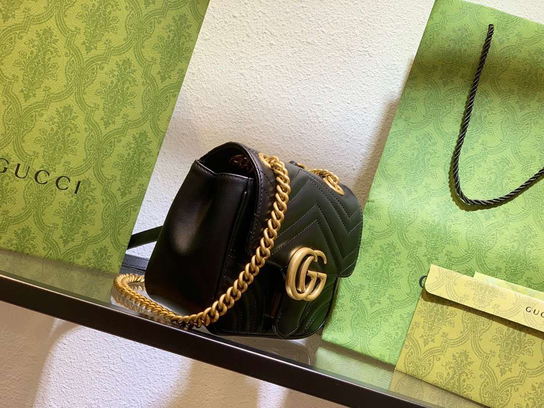 Guc*i marmont rep 11 women’s handbag high quality black 20cm - image 3