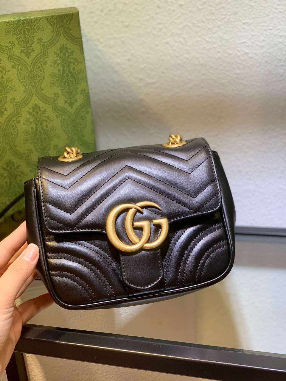 Guc*i marmont rep 11 women’s handbag high quality black 20cm - image 6