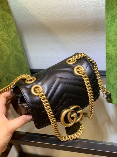 Guc*i marmont rep 11 women’s handbag high quality black 20cm - image 7