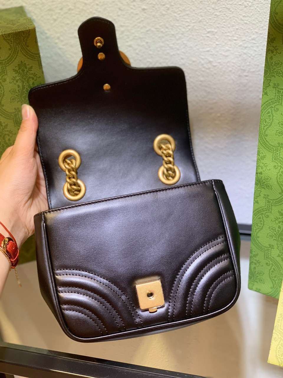 Guc*i marmont rep 11 women’s handbag high quality black 20cm - image 9