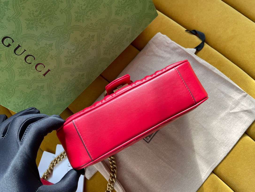 Guc*i marmont replica 11 women’s handbag high quality red 22cm - image 5