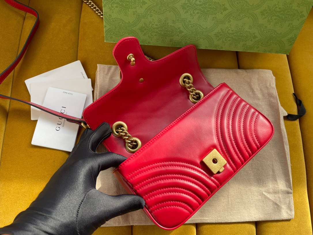 Guc*i marmont replica 11 women’s handbag high quality red 22cm - image 6