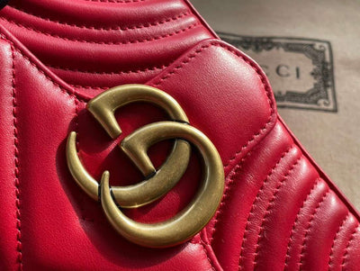 Guc*i marmont replica 11 women’s handbag high quality red 22cm - image 7