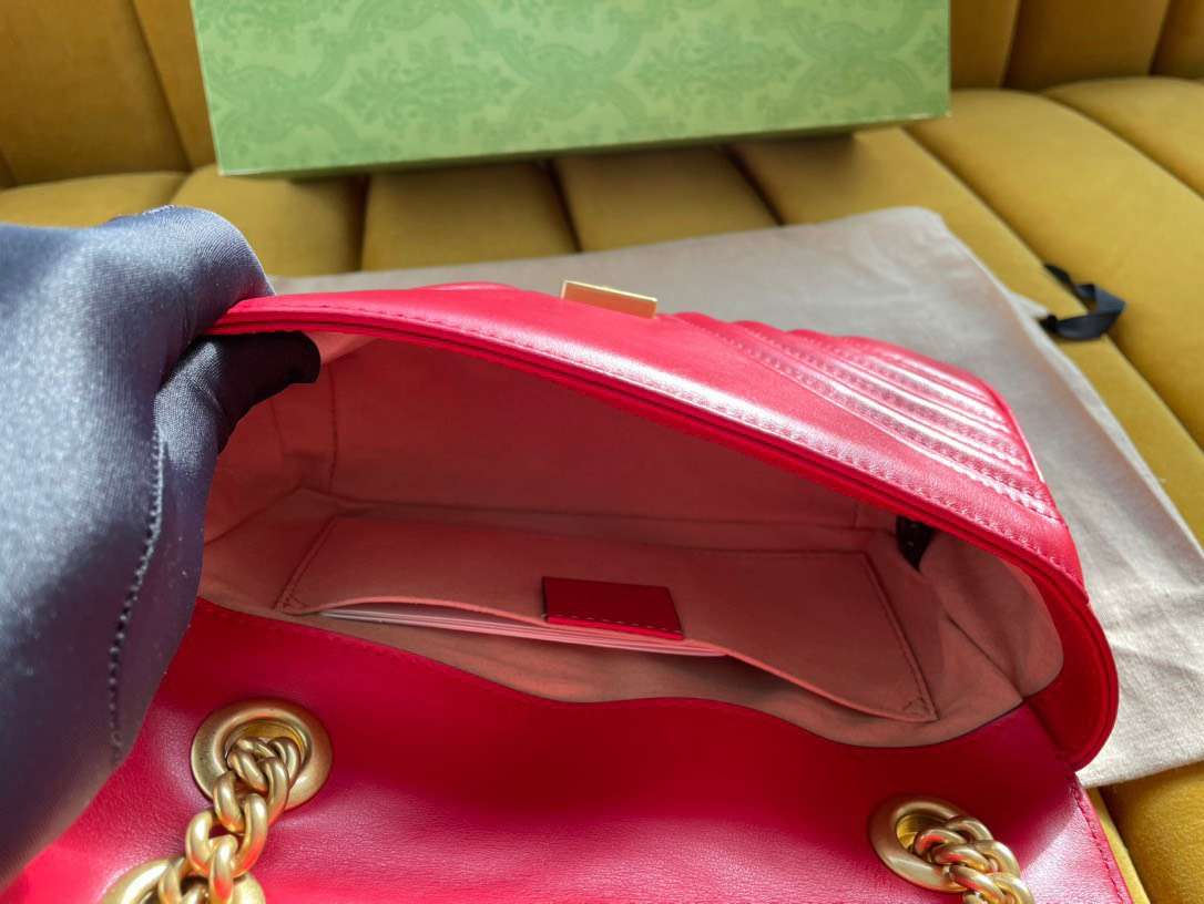 Guc*i marmont replica 11 women’s handbag high quality red 22cm - image 8