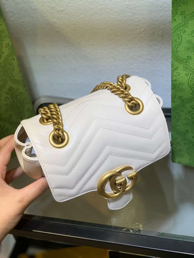 Guc*i marmont replica 1:1 women’s handbag high quality white 20cm - image 4