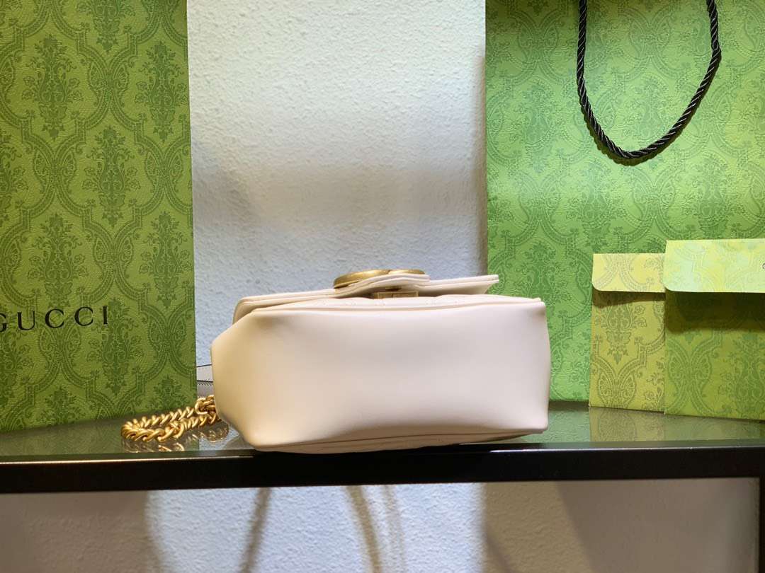 Guc*i marmont replica 1:1 women’s handbag high quality white 20cm - image 7