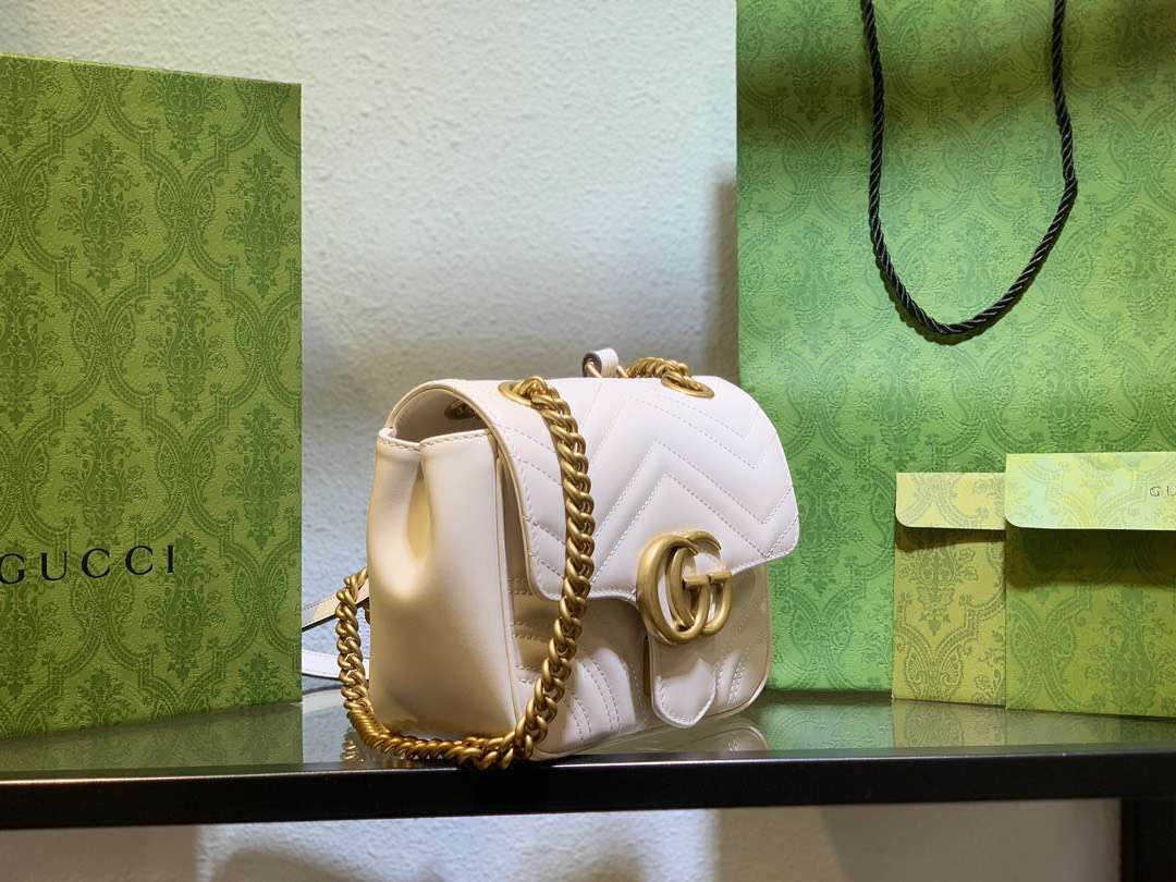 Guc*i marmont replica 1:1 women’s handbag high quality white 20cm - image 8