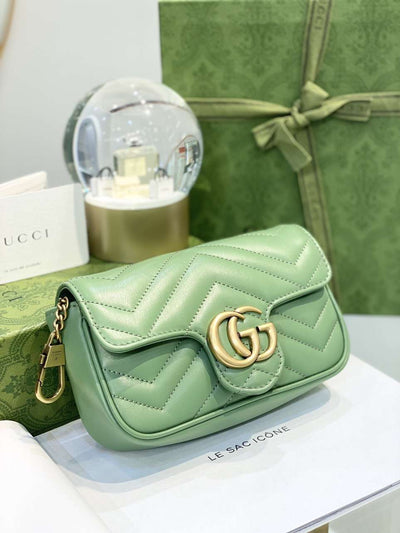 Guc*i marmont women’s super handbag avocado color 22cm - image 3