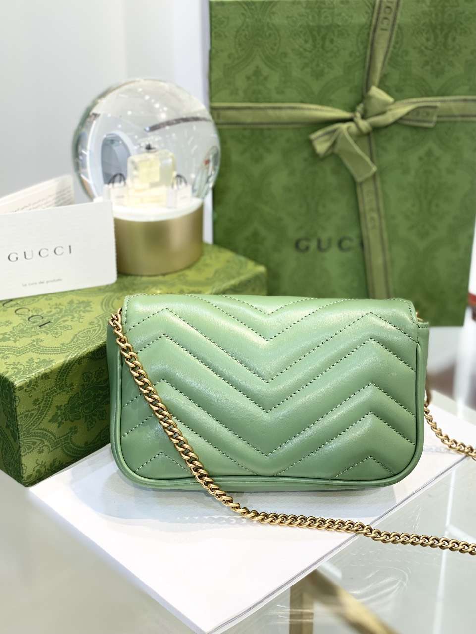 Guc*i marmont women’s super handbag avocado color 22cm - image 4