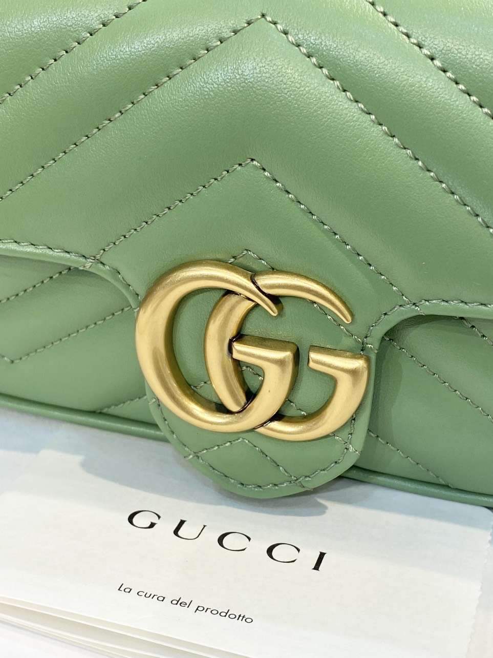 Guc*i marmont women’s super handbag avocado color 22cm - image 5