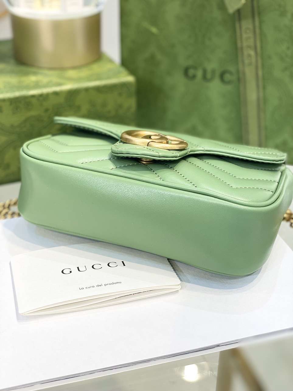 Guc*i marmont women’s super handbag avocado color 22cm - image 7