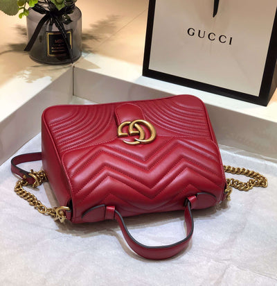 Guc*i marmont top handle like auth women’s handbag red 27cm - image 5