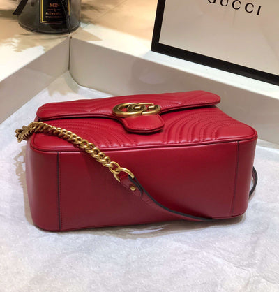 Guc*i marmont top handle like auth women’s handbag red 27cm - image 6