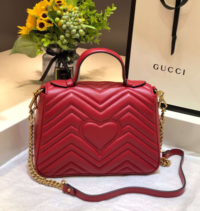 Guc*i marmont top handle like auth women’s handbag red 27cm - image 8