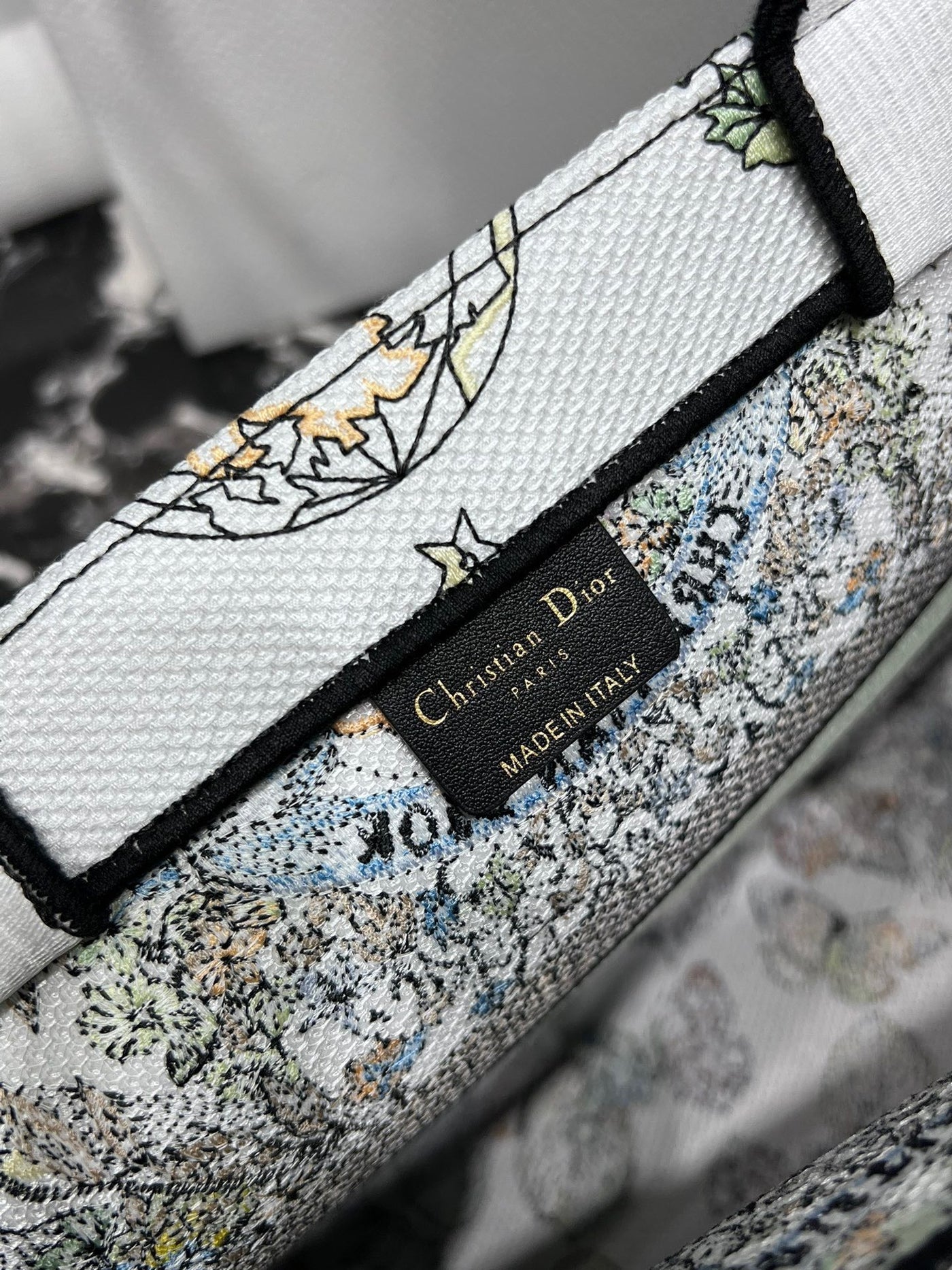 Di*r book tote women’s handbag embroidered fabric size 36cm - image 3