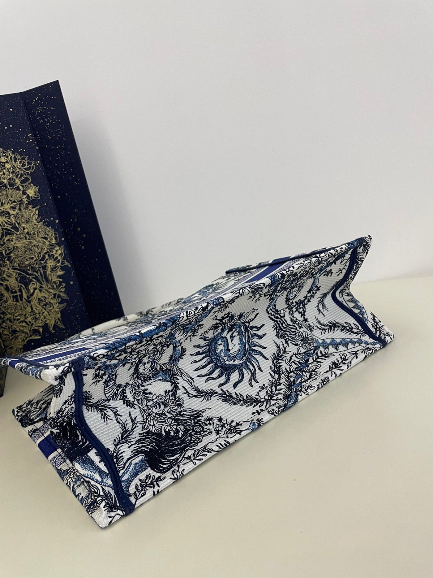 Di*r book tote women’s handbag embroidered fabric size 36cm - image 5