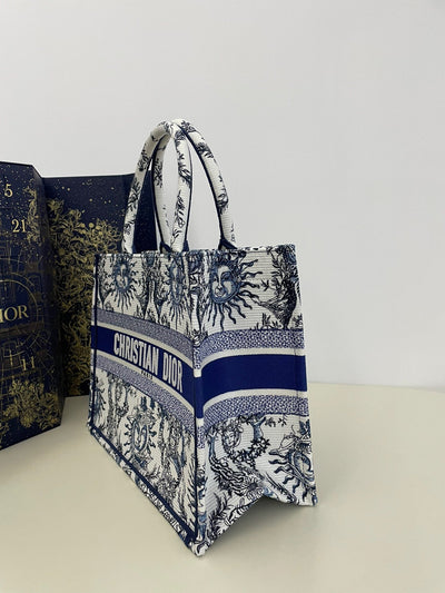 Di*r book tote women’s handbag embroidered fabric size 36cm - image 6