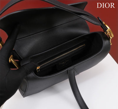 Di*r saddle 11 handbags black with lock yellow gold 25x20x6.5cm - image 6