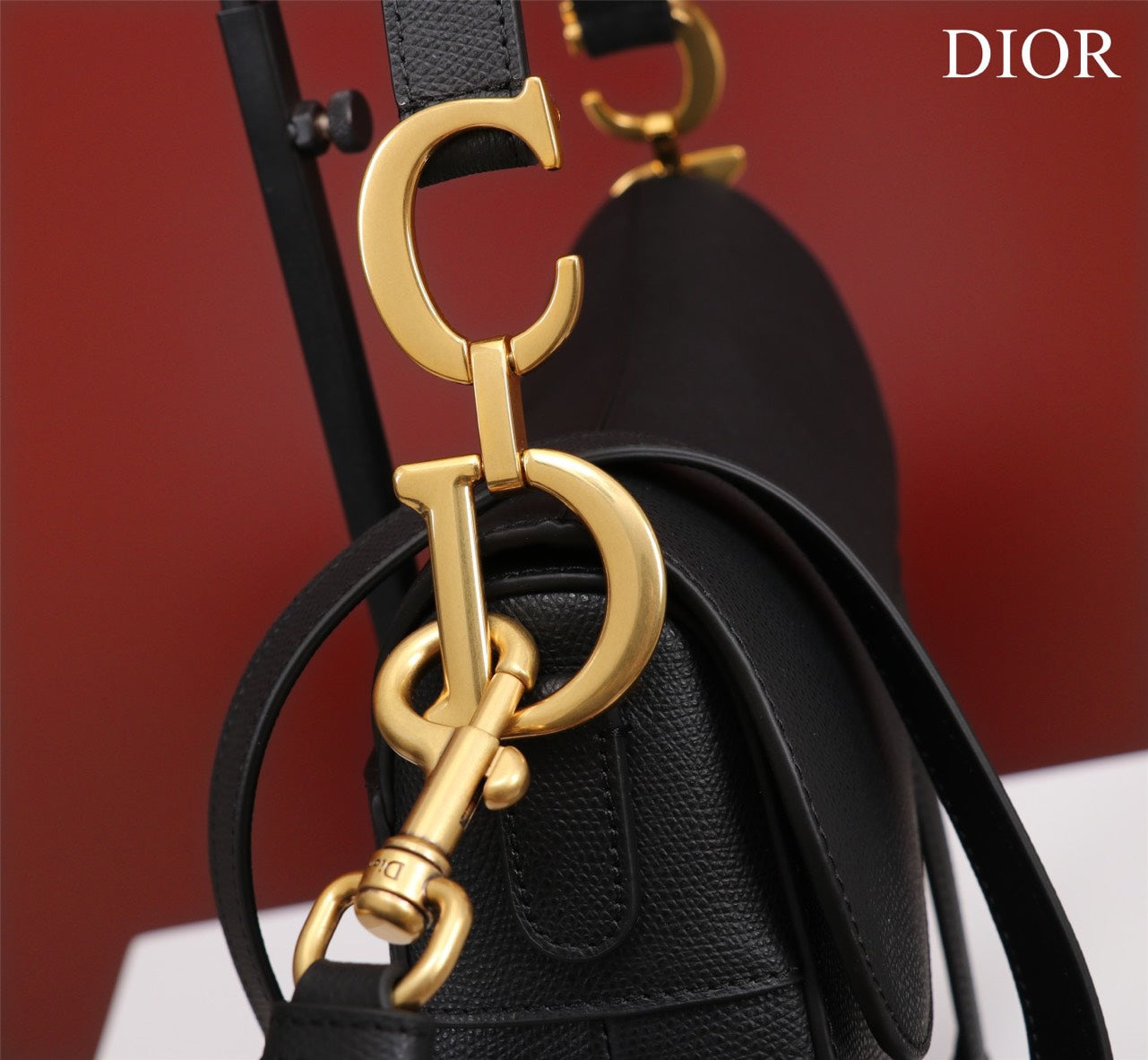 Di*r saddle 11 handbags black with lock yellow gold 25x20x6.5cm - image 7