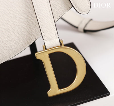 Di*r saddle 11 handbags white color with lock yellow gold 25x20x6.5cm - image 5
