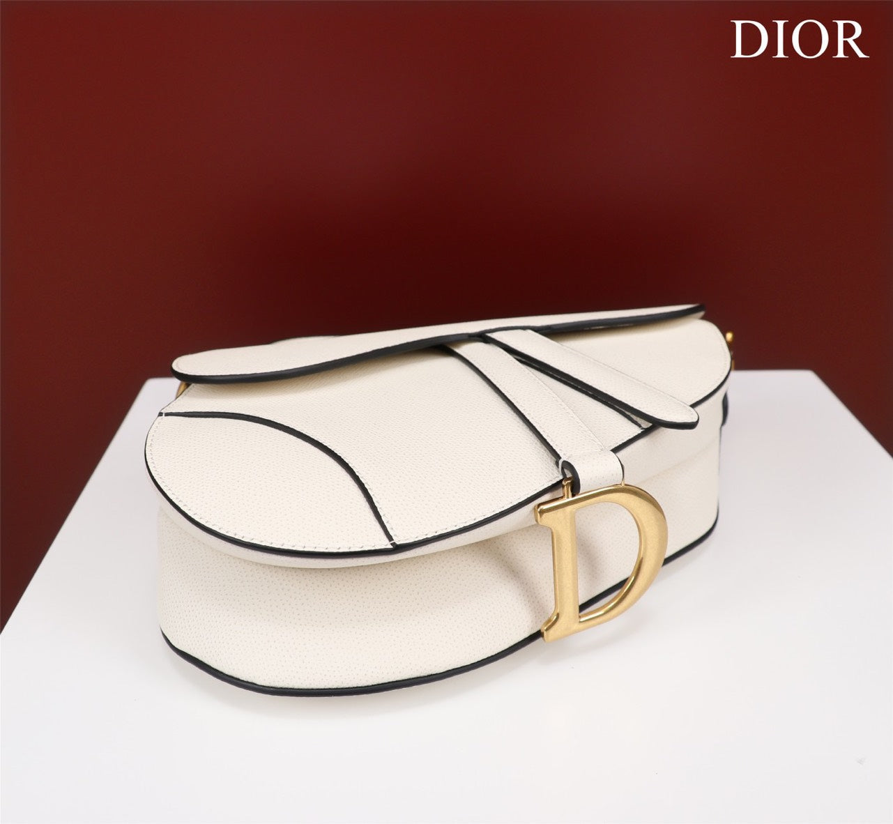 Di*r saddle 11 handbags white color with lock yellow gold 25x20x6.5cm - image 6