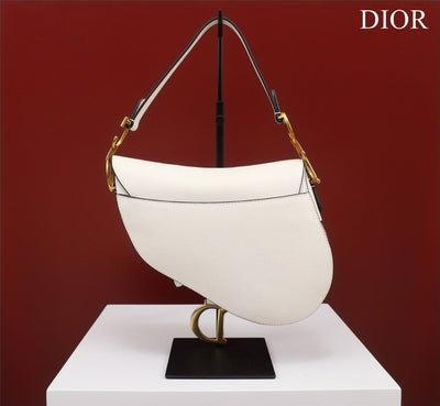 Di*r saddle 11 handbags white color with lock yellow gold 25x20x6.5cm - image 7