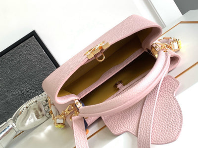 Lou*s Vuitt*n lv capucines bb pink handbags lock gold 27x18x9cm - image 3