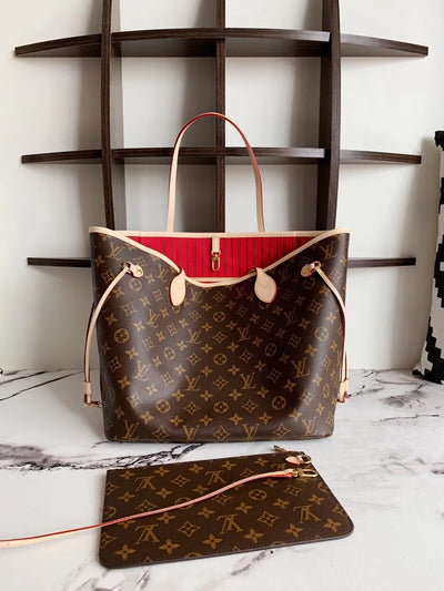 Lou*s Vuitt*n lv neverfull like auth handbags brown pattern 32x29x17cm - image 5