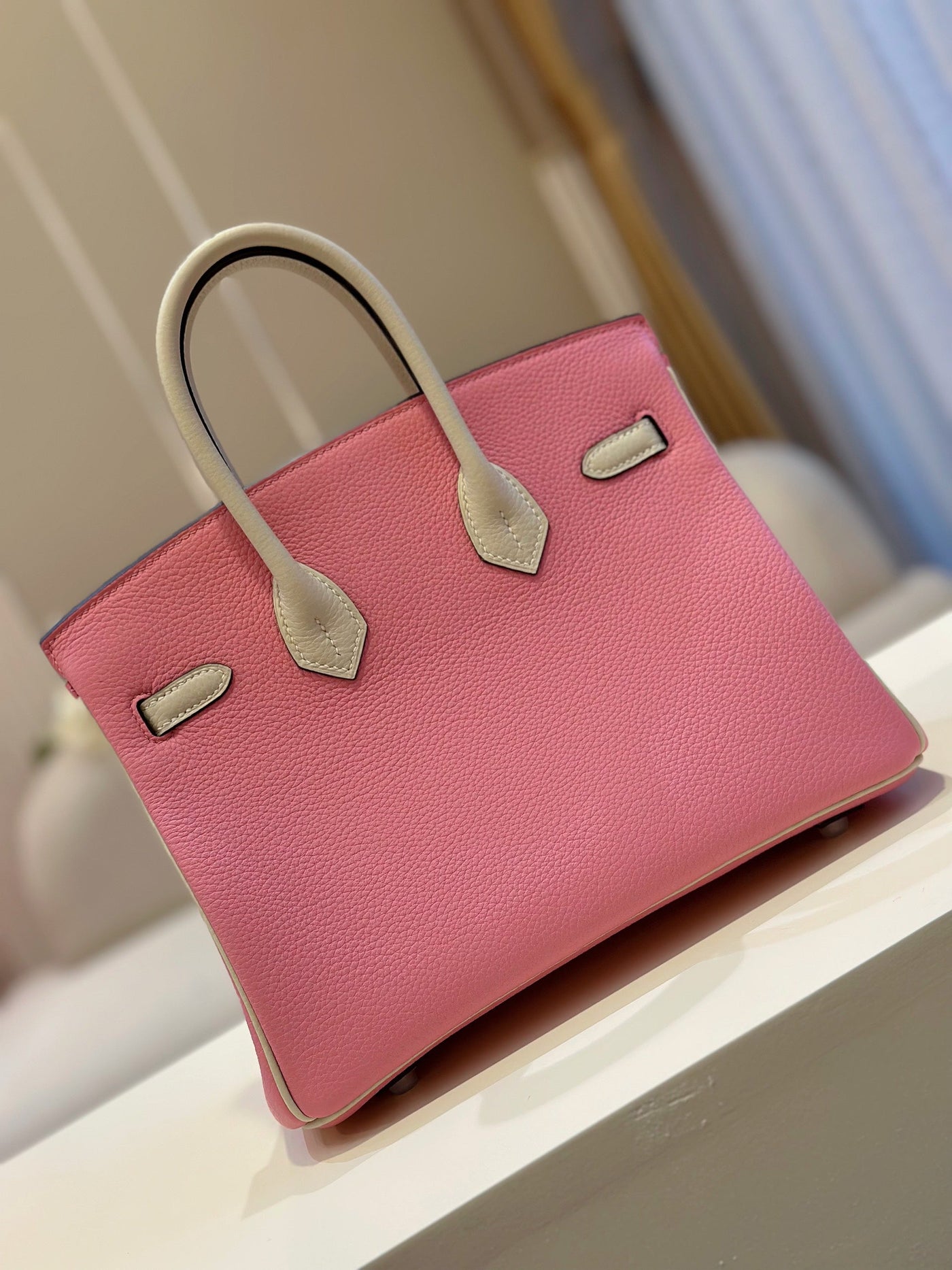 Herm*s birkin mix phw togo like auth sheep skin pink handbags 25cm - image 4