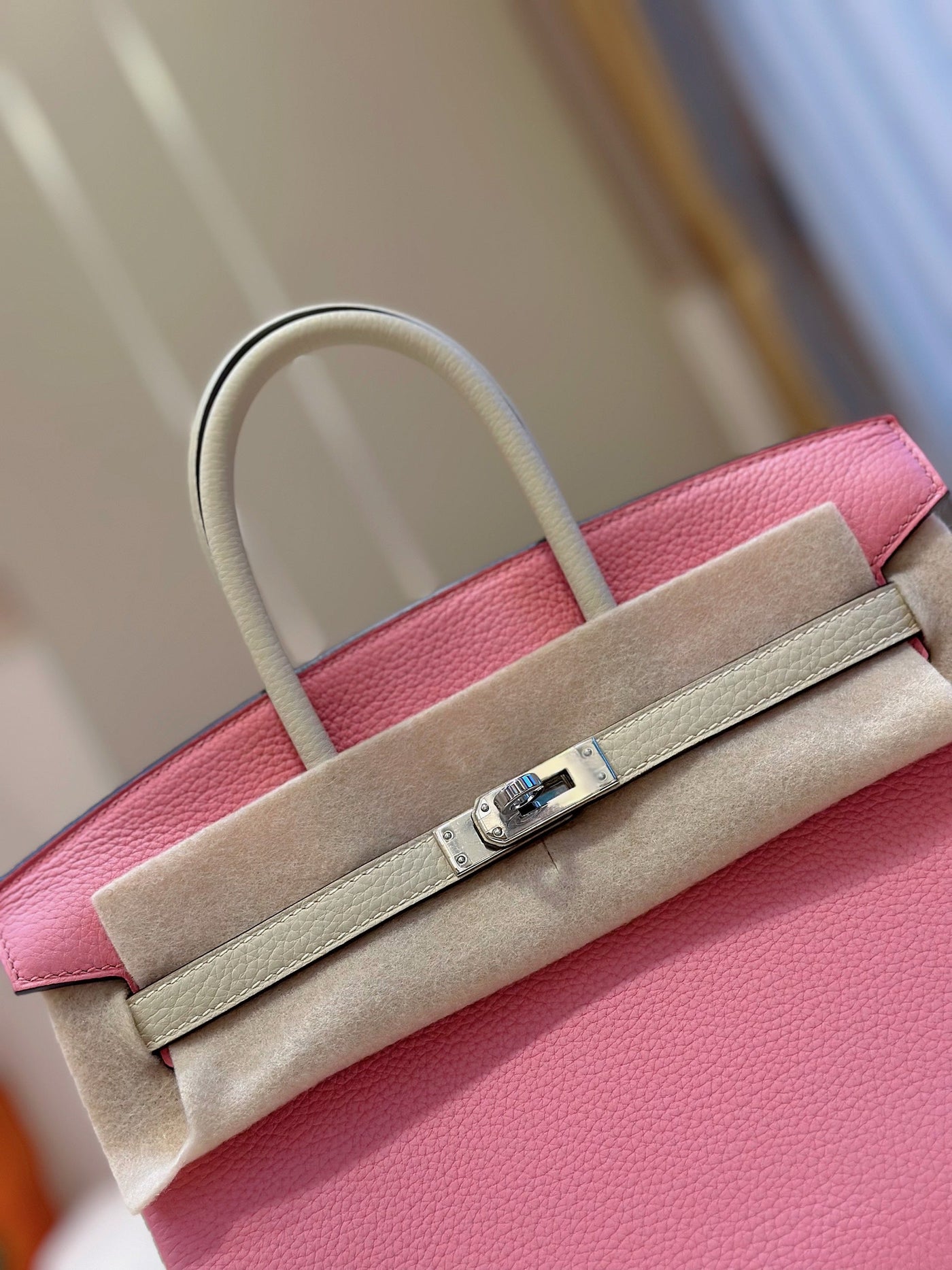 Herm*s birkin mix phw togo like auth sheep skin pink handbags 25cm - image 6