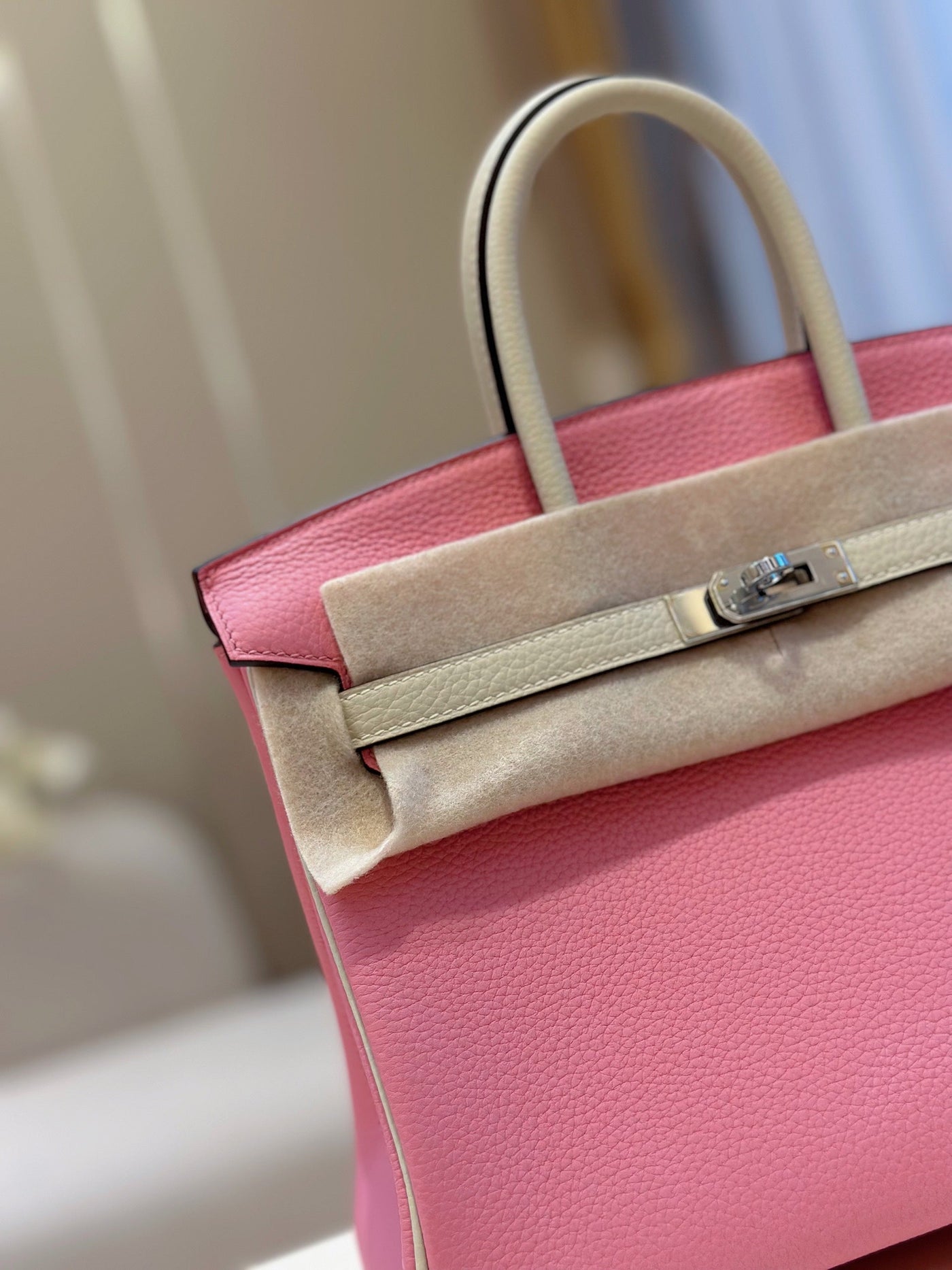 Herm*s birkin mix phw togo like auth sheep skin pink handbags 25cm - image 7