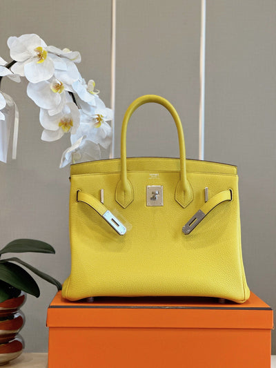 Herm*s birkin phw togo yellow like auth handbags woman’s lock silver 30cm - image 5