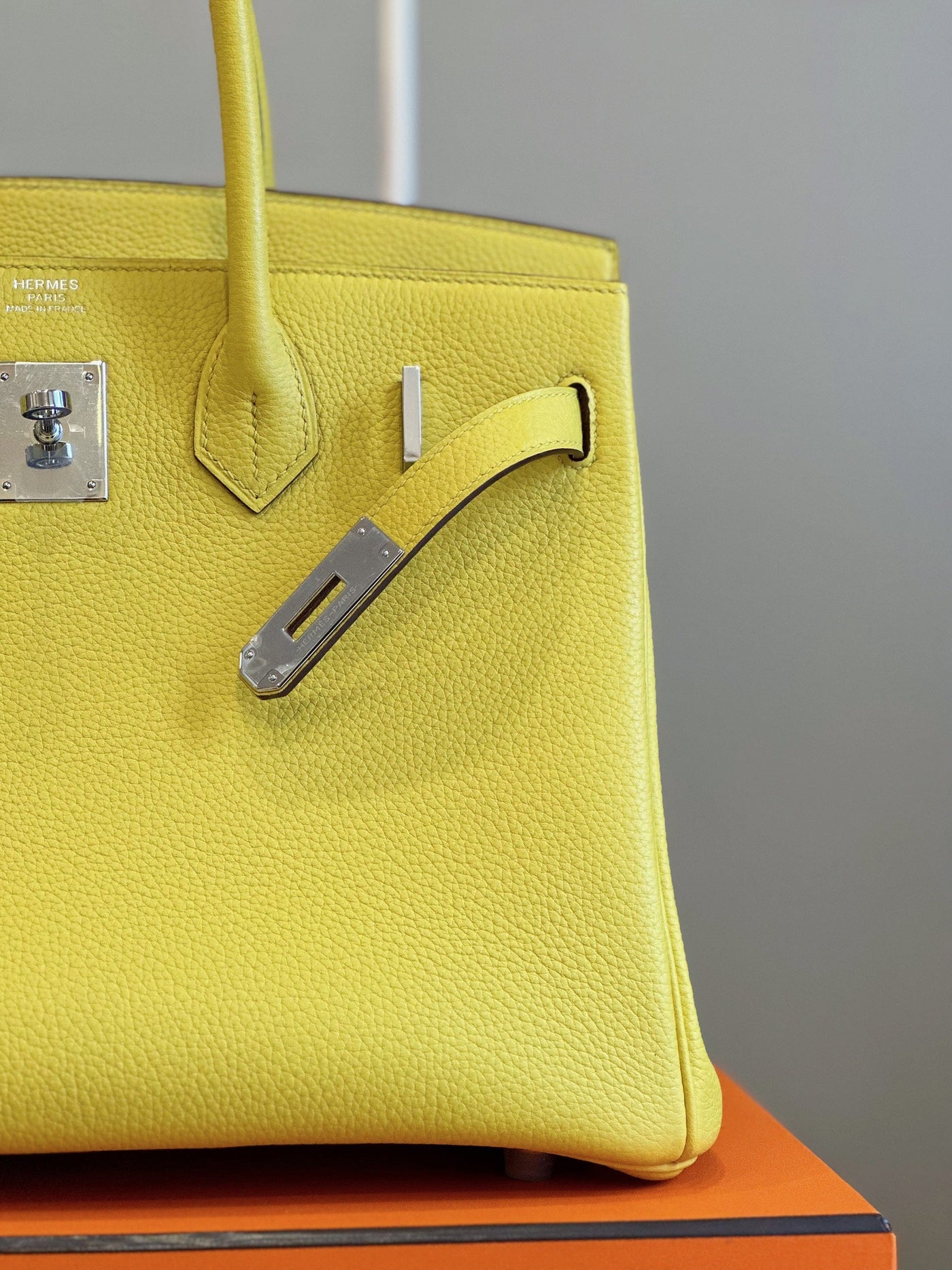 Herm*s birkin phw togo yellow like auth handbags woman’s lock silver 30cm - image 6