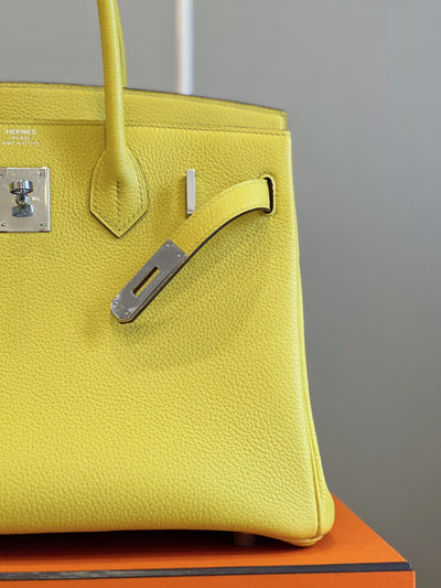 Herm*s birkin phw togo yellow like auth handbags woman’s lock silver 30cm - image 6